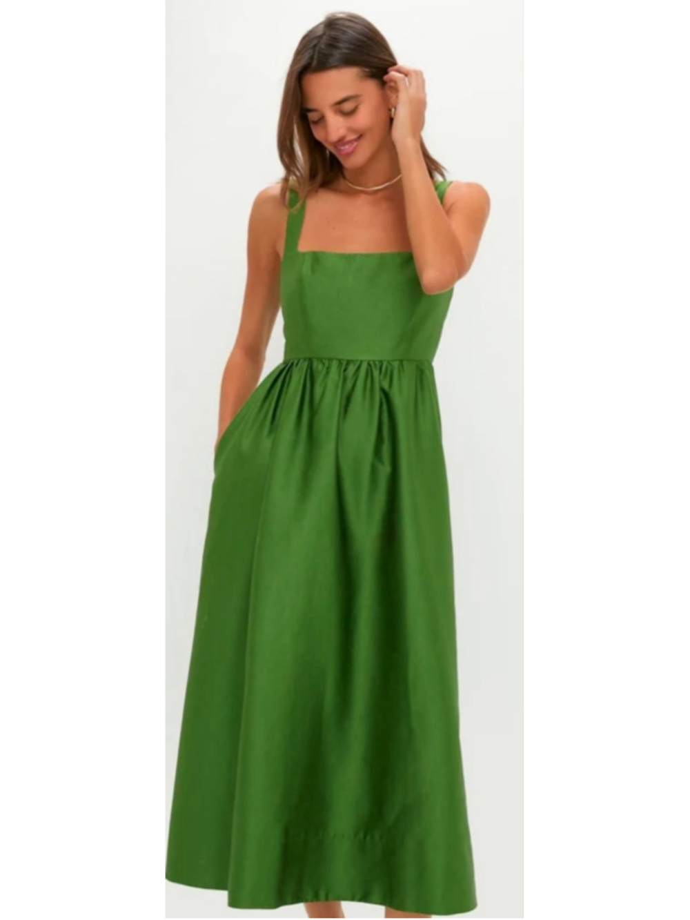NWT Tuckernuck Emerald Green Dupioni Esme Midi Dress M - Picture 2 of 7